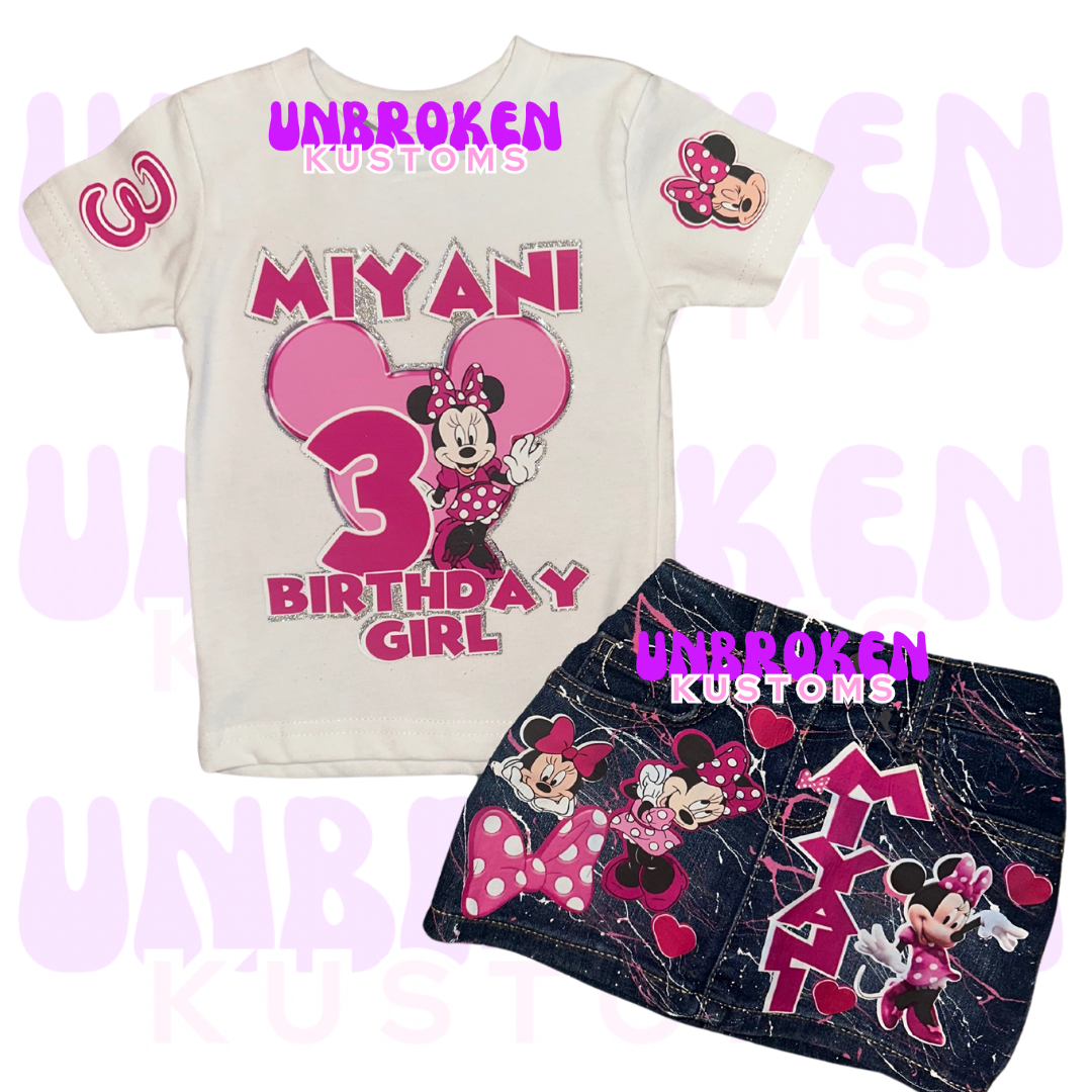 Minnie Mouse Skirt Set - Minnie Mouse Birthday Set - Minnie Mouse Birthday Outfit